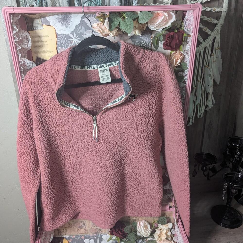 Pink victorias secret sherpa quarter